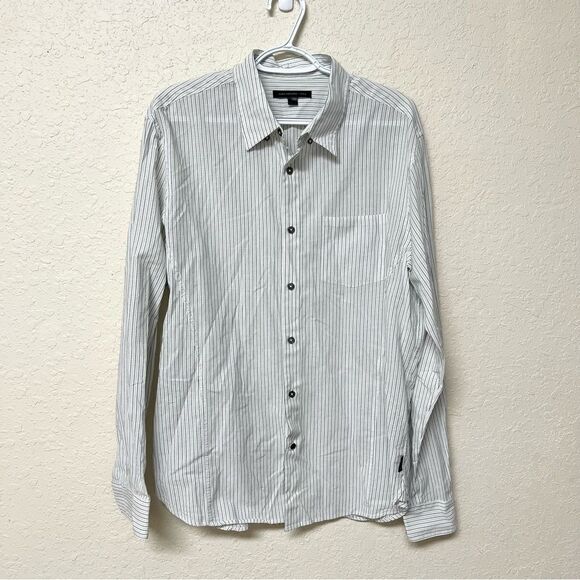 John Varvatos Button Up Shirt Mens Size L Striped Cotton Business Casual - Picture 1 of 7
